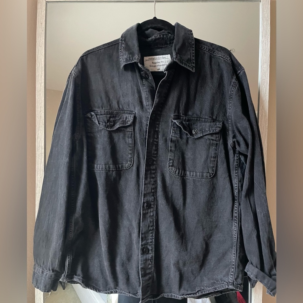H&M Vintage wash black denim shirt